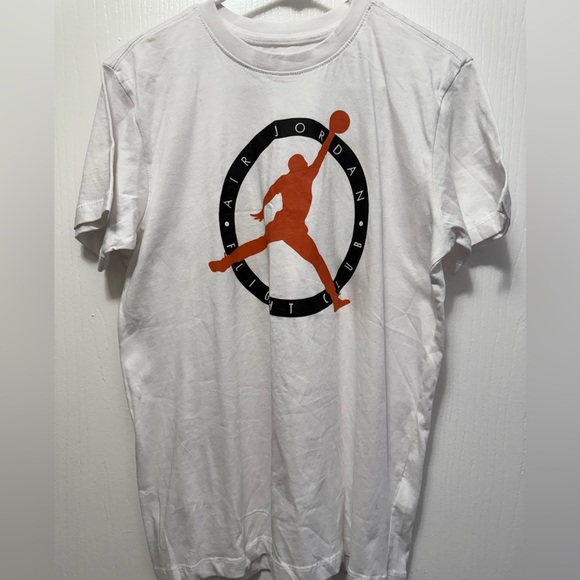 Jordan Men's Tee with Orange Logo on White - Picture 1 of 3